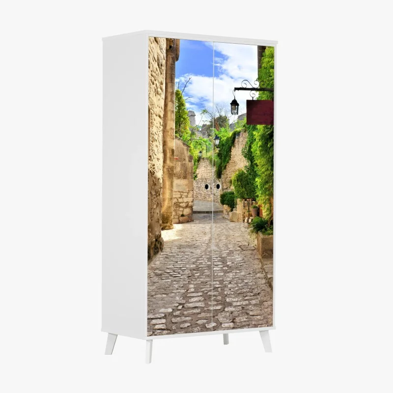 Pegatina para armario calle empedrada rústica en Les Baux de Provence