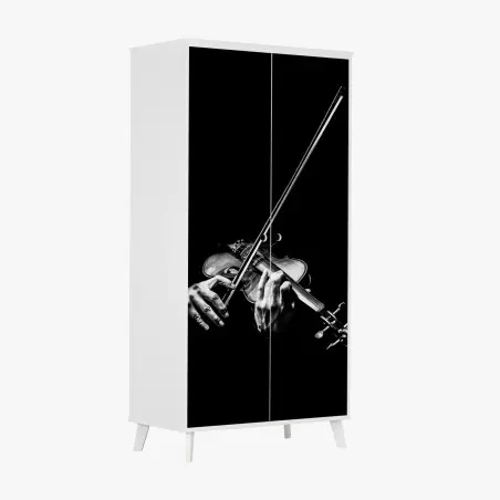 Pegatina para armario intensidad del violín en blanco y negro – Pixers®