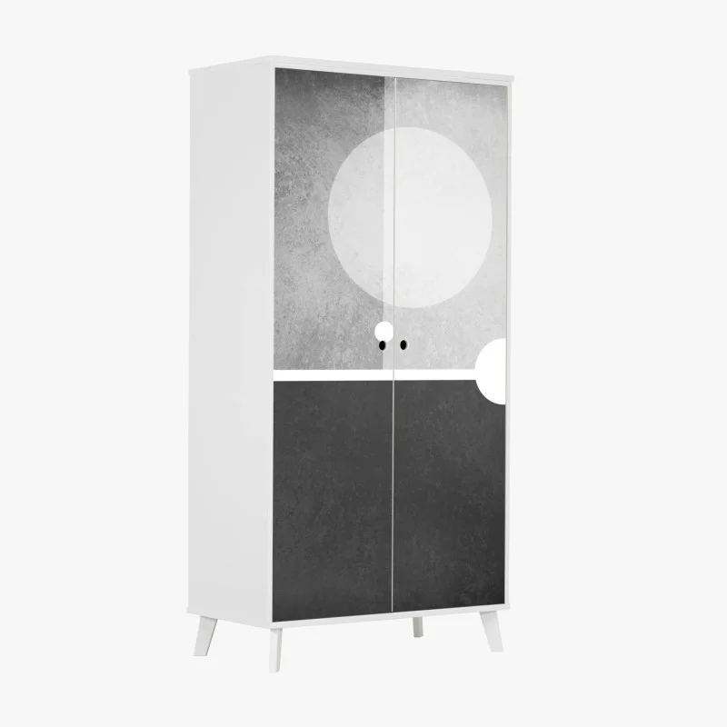 Pegatina para armario arte geométrico minimalista en escala de grises