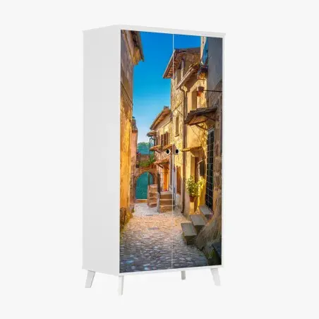 Pegatina para armario callejón en la Toscana al atardecer – Pixers®