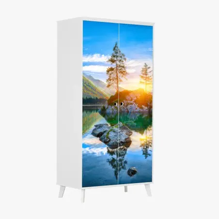 Pegatina para armario puesta de sol otoñal en Hintersee, Alpes de Baviera – Pixers®