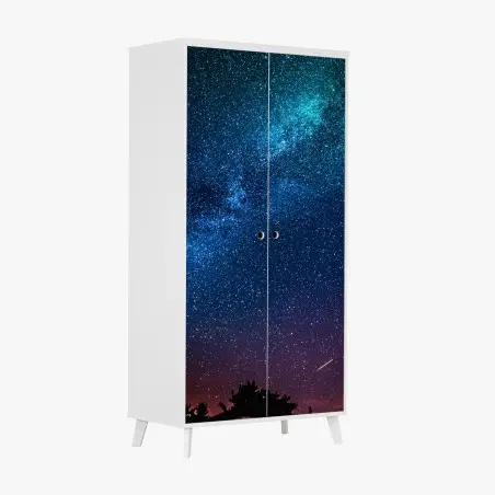 Pegatina para armario cielo estrellado y vía láctea en tonos azules – Pixers®