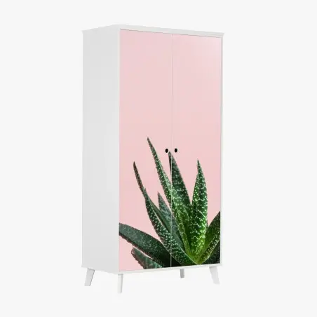 Pegatina para armario aloe minimalista sobre fondo rosa – Pixers®