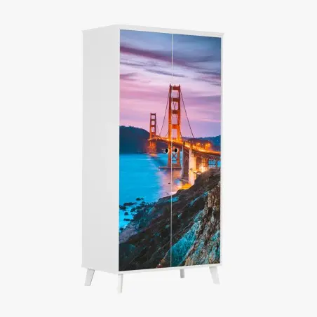 Pegatina para armario atardecer sobre Golden Gate en San Francisco – Pixers®