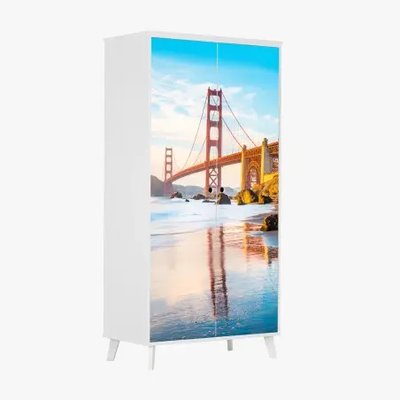 Pegatina para armario panorámica dorada del Golden Gate desde Baker Beach – Pixers®