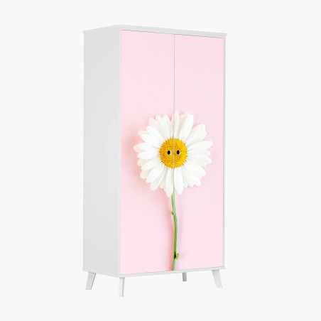 Pegatina para armario margarita sobre fondo rosa minimalista – Pixers®