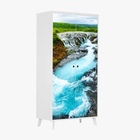 Pegatina para armario brillantes aguas de Bruarfoss en Islandia – Pixers®
