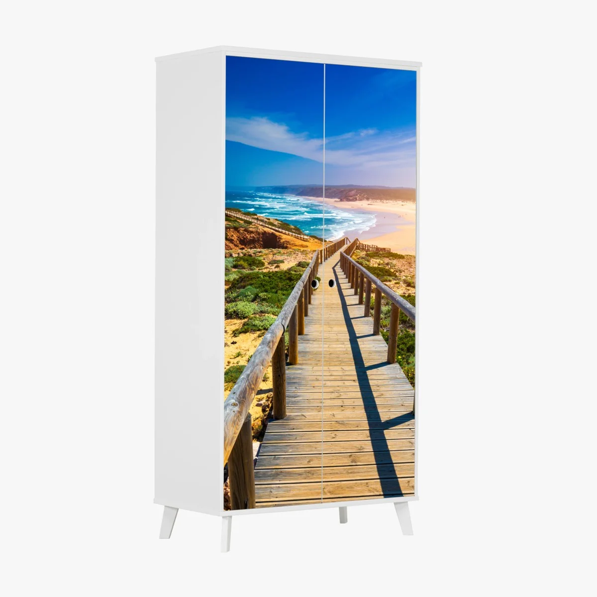 Pegatina para armario amanecer en Praia da Bordeira: pasarela hacia el mar – Pixers® Pegatina para armario amanecer en Praia da Bordeira: pasarela hacia el mar – Pixers®
