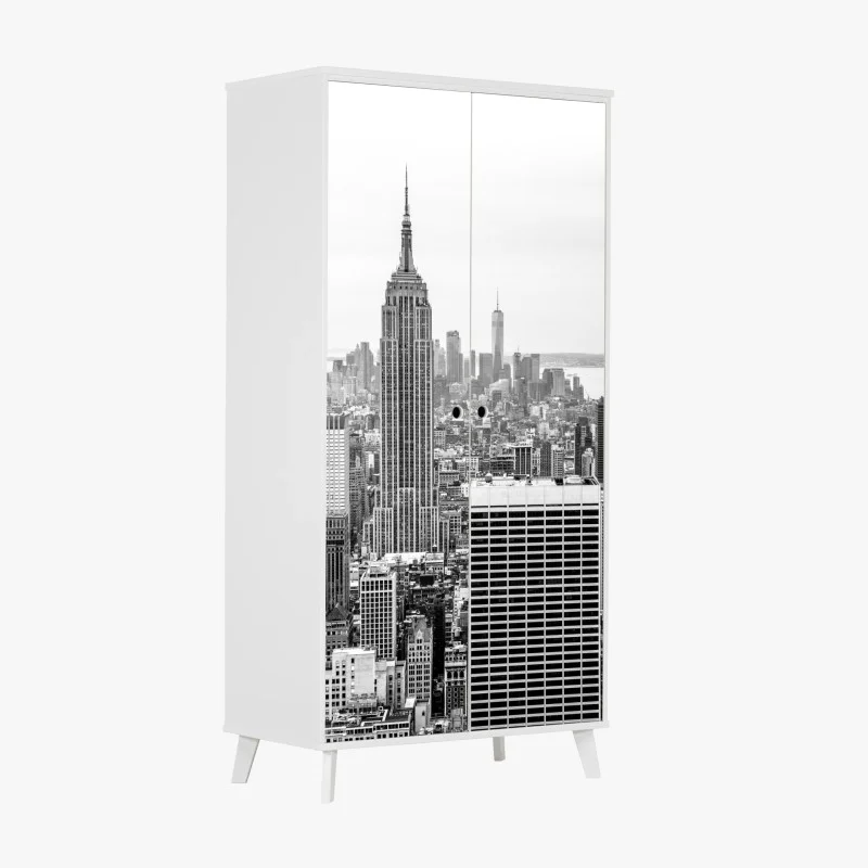 Pegatina para armario vista icónica de Nueva York en blanco y negro