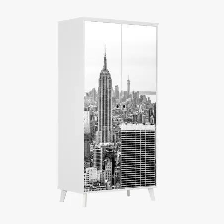 Pegatina para armario vista icónica de Nueva York en blanco y negro – Pixers®