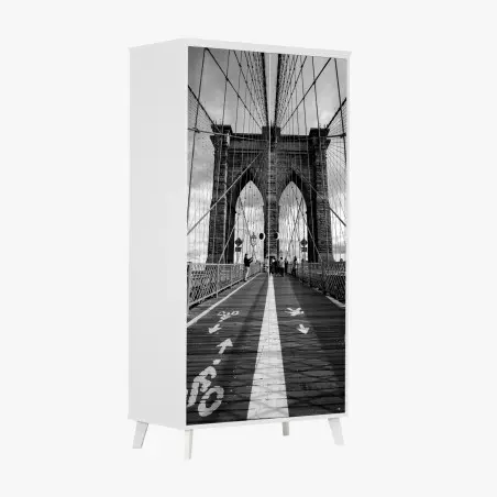 Pegatina para armario perspectiva arquitectónica del puente de Brooklyn – Pixers®