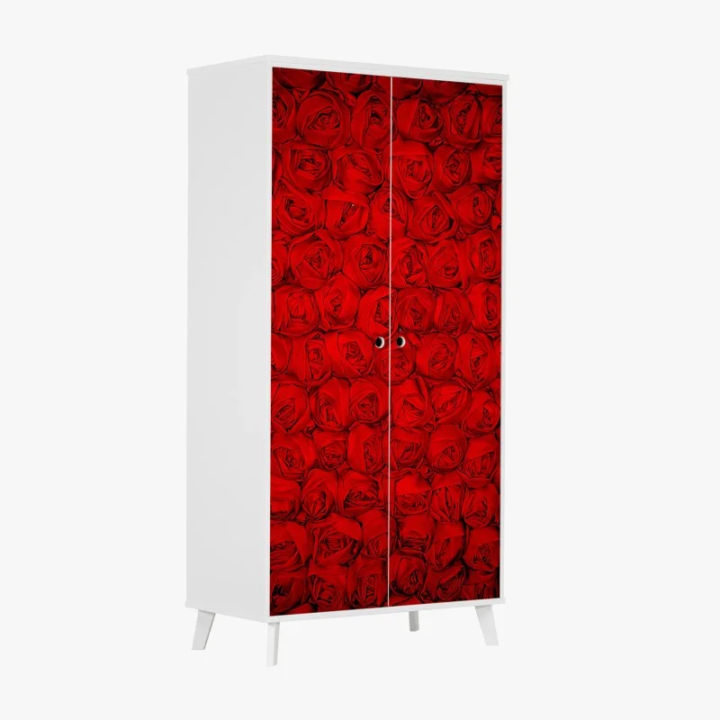 Pegatina para armario pared de rosas rojas en patrón repetitivo