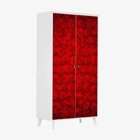Pegatina para armario pared de rosas rojas en patrón repetitivo – Pixers®