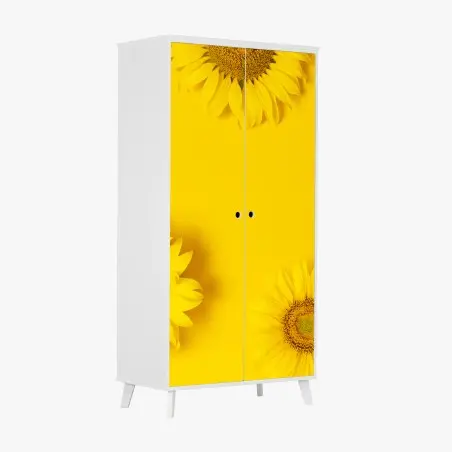 Pegatina para armario girasoles sobre fondo amarillo vibrante – Pixers®
