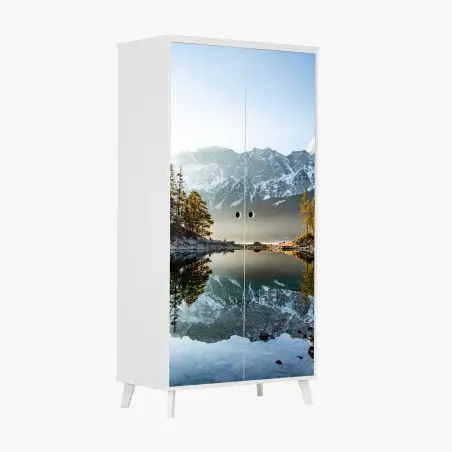 Pegatina para armario reflejos en lago de montaña al amanecer – Pixers®