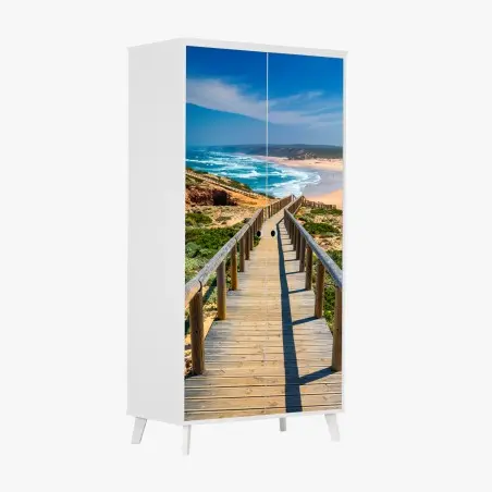 Pegatina para armario pasarela hacia Praia da Bordeira, Algarve – Pixers®