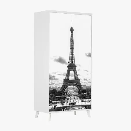 Pegatina para armario Torre Eiffel en blanco y negro – Pixers®