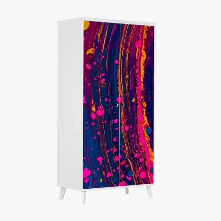 Pegatina para armario marmolado psicodélico en rosa y azul eléctrico – Pixers®