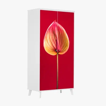 Pegatina para armario anturio en rojo: detalle botánico elegante – Pixers®