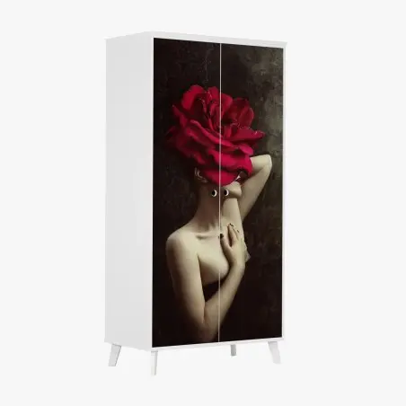 Pegatina para armario mujer con rosa roja gigante – Pixers®