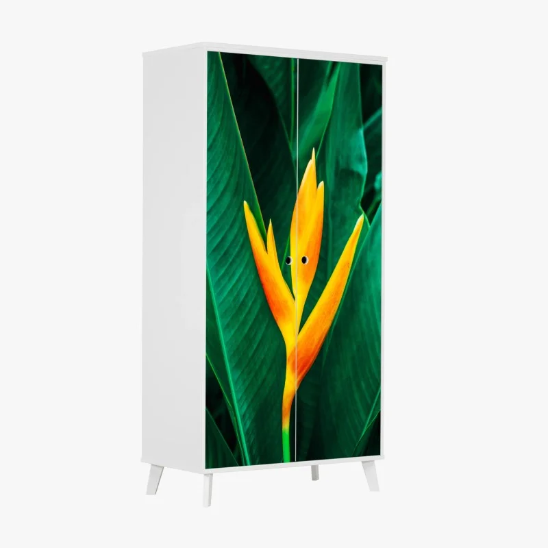 Pegatina para armario flor tropical en vibrante contraste