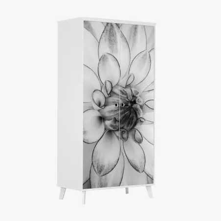 Pegatina para armario detalle floral en blanco y negro – Pixers®