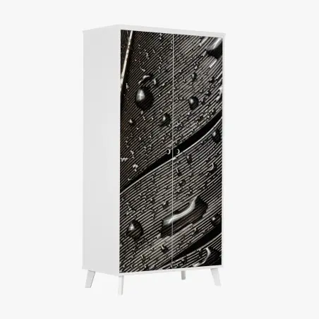 Pegatina para armario textura de pluma en blanco y negro con gotas – Pixers®