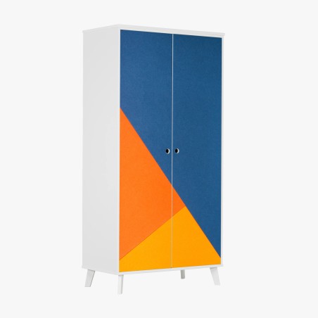 Pegatina para armario composición geométrica en azul y naranja – Pixers®