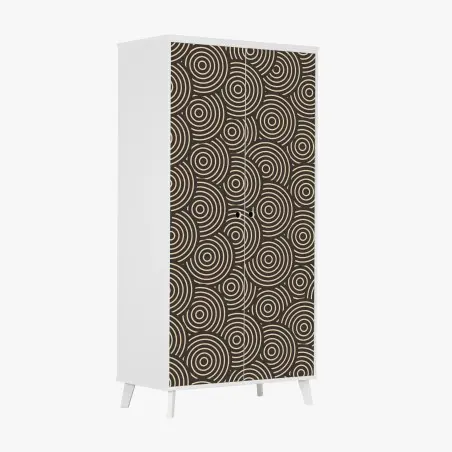Pegatina para armario patrón de círculos concéntricos en tonos beige y negro – Pixers®