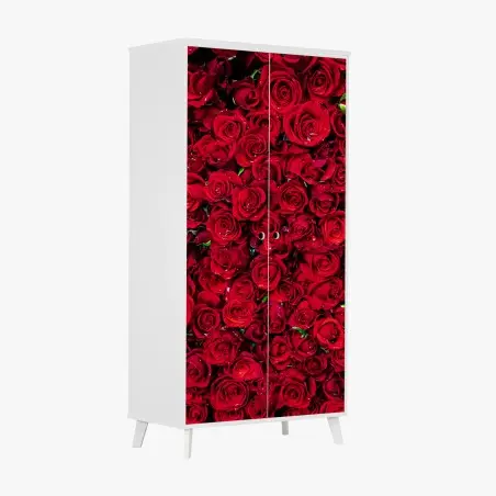 Pegatina para armario mosaico de rosas rojas – Pixers®