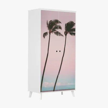 Pegatina para armario escena tropical minimalista en tonos rosa – Pixers®