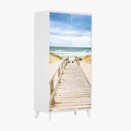 Pegatina para armario pasarela de madera hacia la playa de Sylt – Pixers®