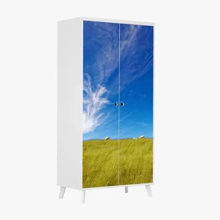 Pegatina para armario pradera serena bajo un cielo azul – Pixers®