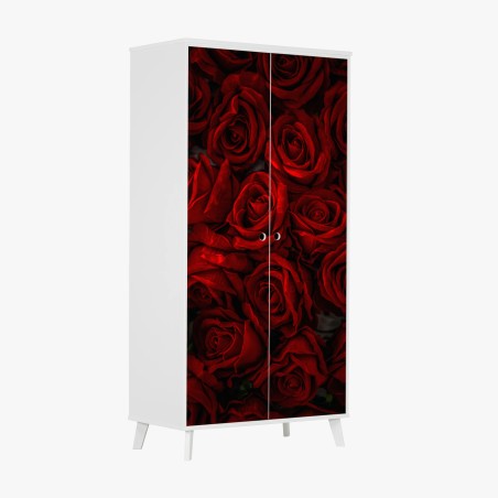 Pegatina para armario mosaico de rosas rojas intensas – Pixers®