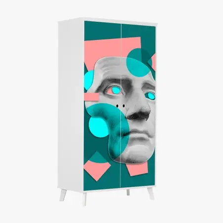 Pegatina para armario rostro clásico en estilo pop geométrico – Pixers®