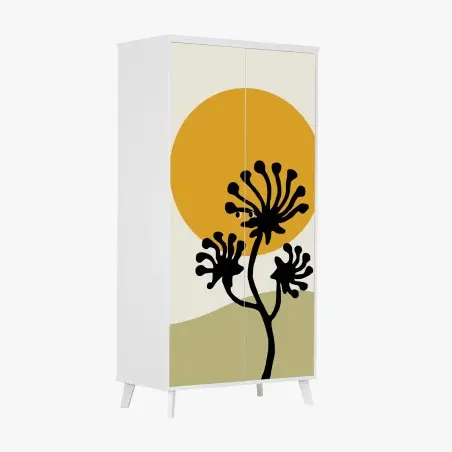 Pegatina para armario sol y silueta botánica minimalista – Pixers®