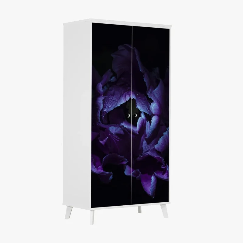 Pegatina para armario tulipán púrpura en luz ultravioleta
