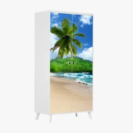 Pegatina para armario playa tropical de Mahé, Seychelles – Pixers®