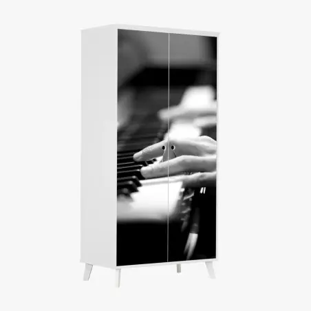 Pegatina para armario manos al piano en blanco y negro – Pixers®