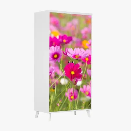 Pegatina para armario campo de cosmos rosados en flor – Pixers®