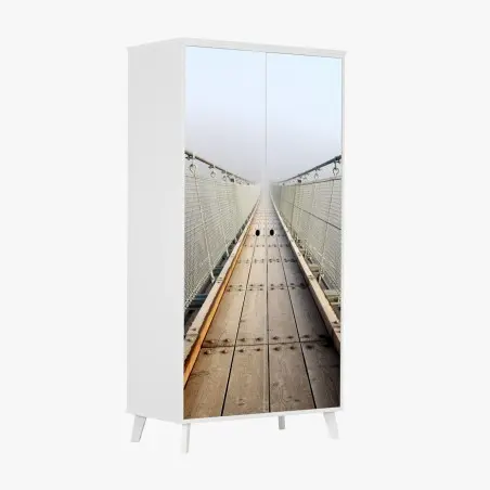 Pegatina para armario puente colgante entre la niebla – Pixers®