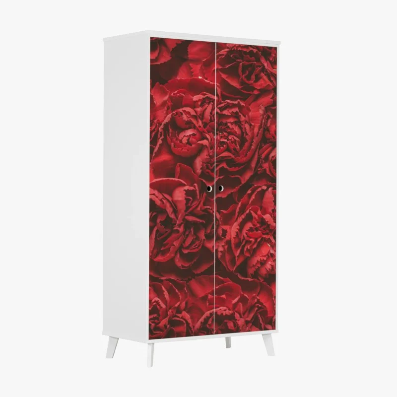 Pegatina para armario claveles rojos efecto retro para decoración