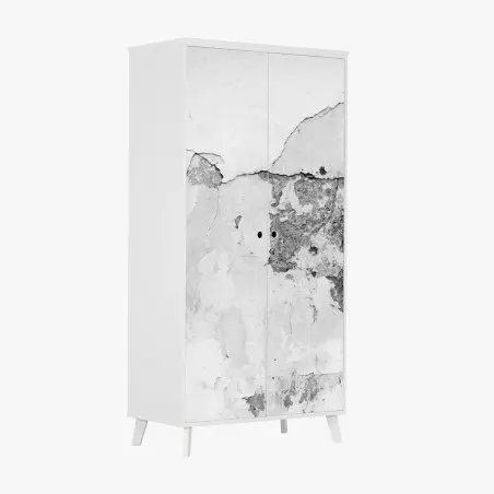 Pegatina para armario textura de pared desgastada en blanco y negro – Pixers®