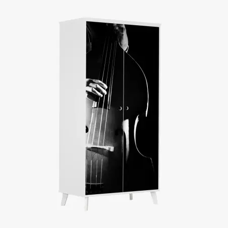 Pegatina para armario elegancia del contrabajo en blanco y negro – Pixers®