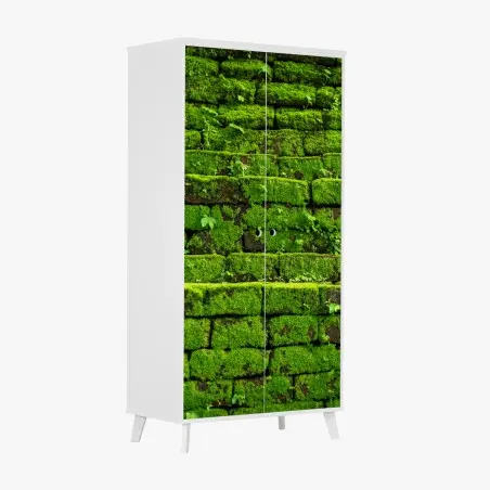 Pegatina para armario muro verde cubierto de musgo rústico – Pixers®