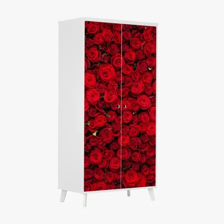 Pegatina para armario tapiz de rosas rojas – Pixers®