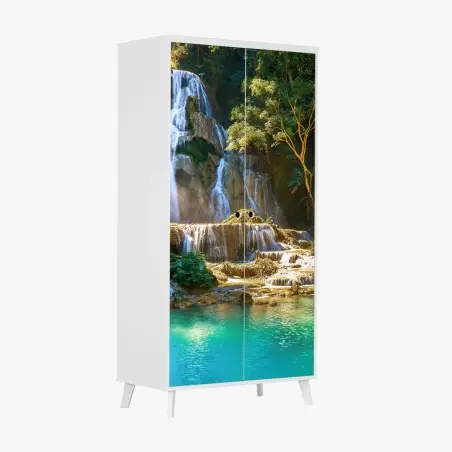 Pegatina para armario oasis de cascadas y agua turquesa – Pixers®
