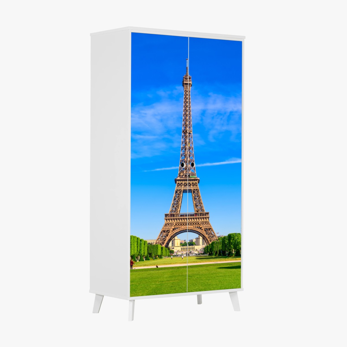 Pegatina para armario vistas icónicas de la Torre Eiffel desde el Champ de Mars – Pixers®