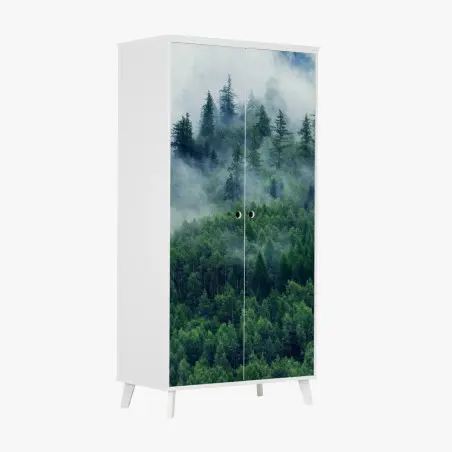 Pegatina para armario bosque en la niebla, calma montañosa – Pixers®