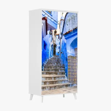 Pegatina para armario calle azul de Chefchaouen – Pixers®